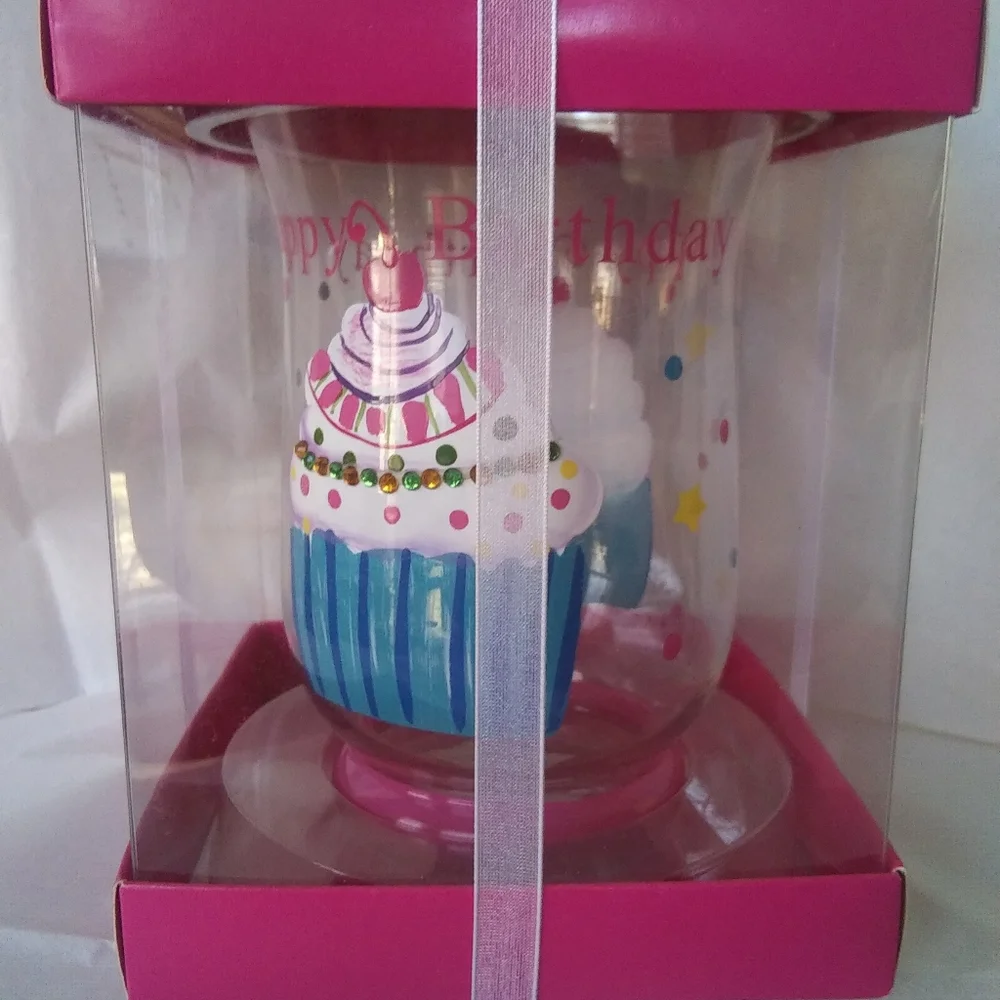Happy Birthday Glass Centerpiece-Small 6